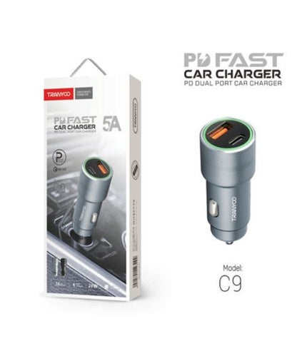 Cargador para Carro Modelo C9 (Puerto USB + Puerto Tipo C) 20W