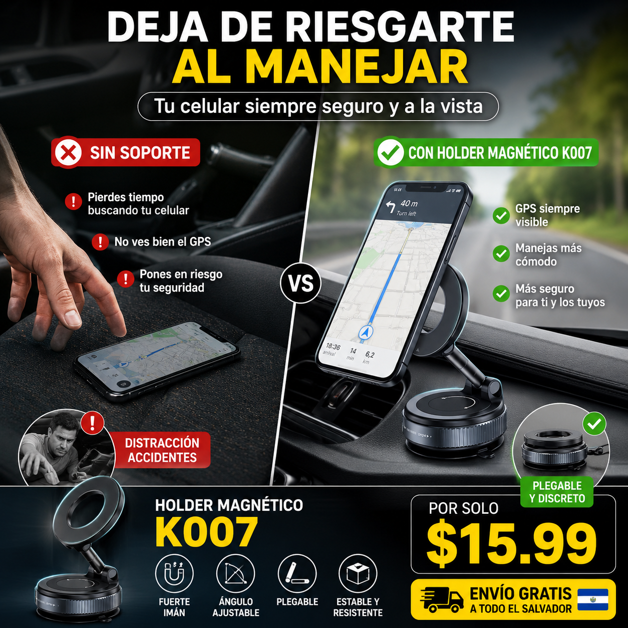 Holder Magnético Premium para Vehículo - MagDrive K007™
