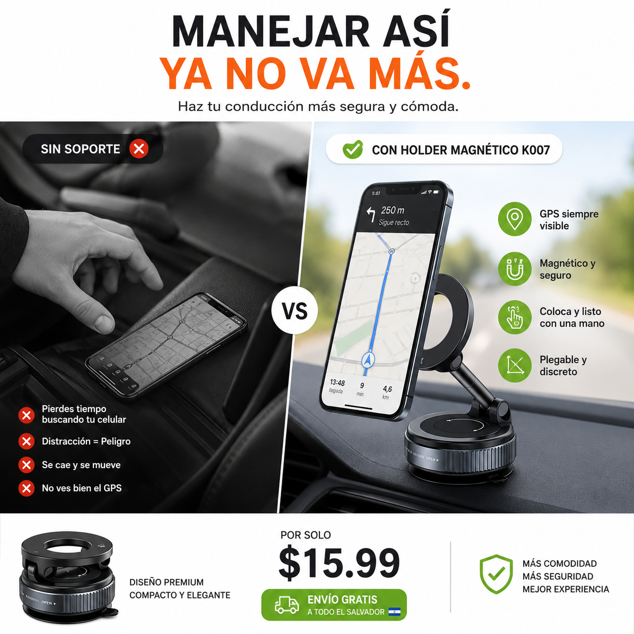 Holder Magnético Premium para Vehículo - MagDrive K007™