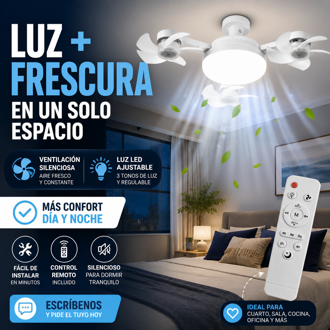 LumiFan Pro™ | Ventilador con Luz y Control Remoto