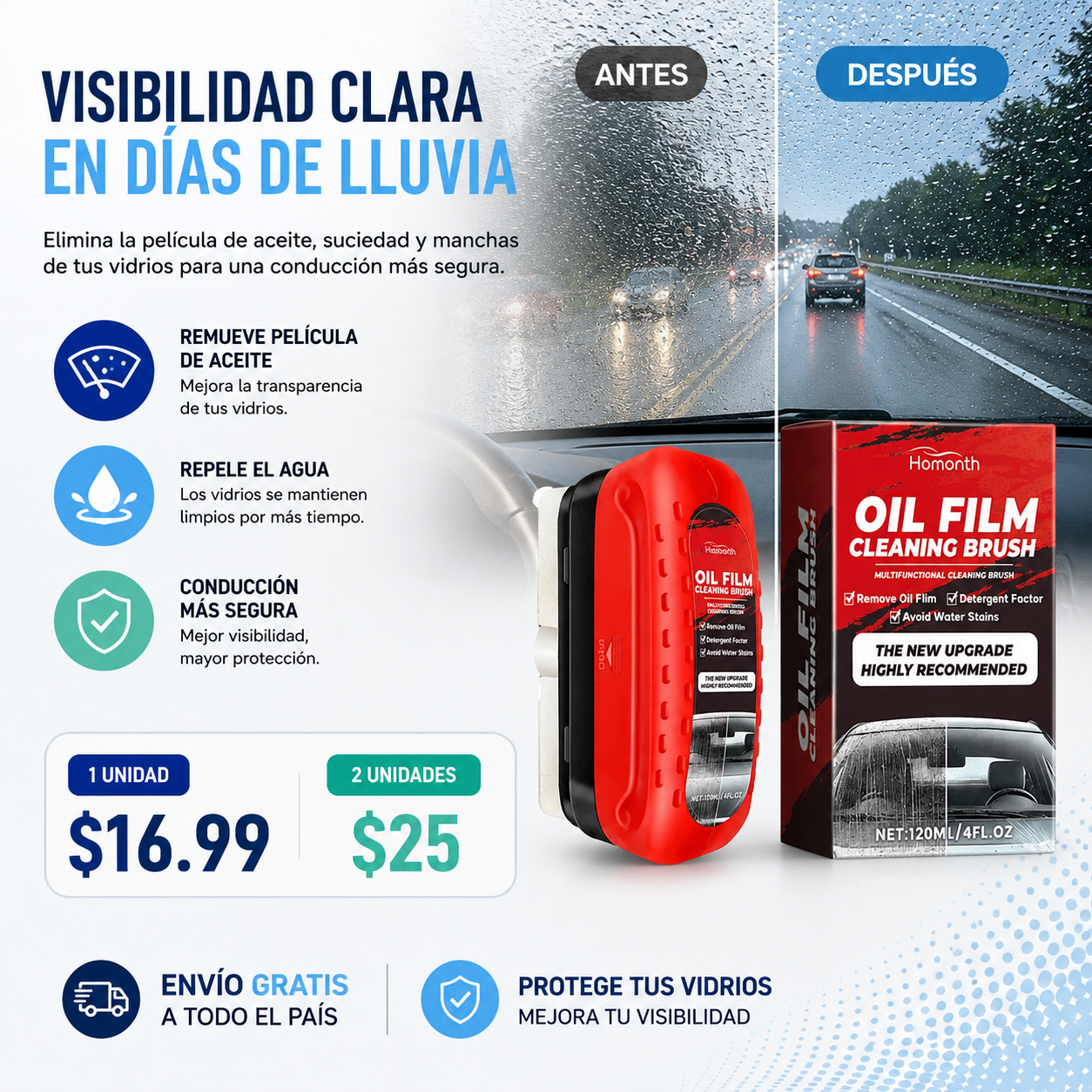 Oil Film Pro™ | Removedor de Película de Aceite para Parabrisas