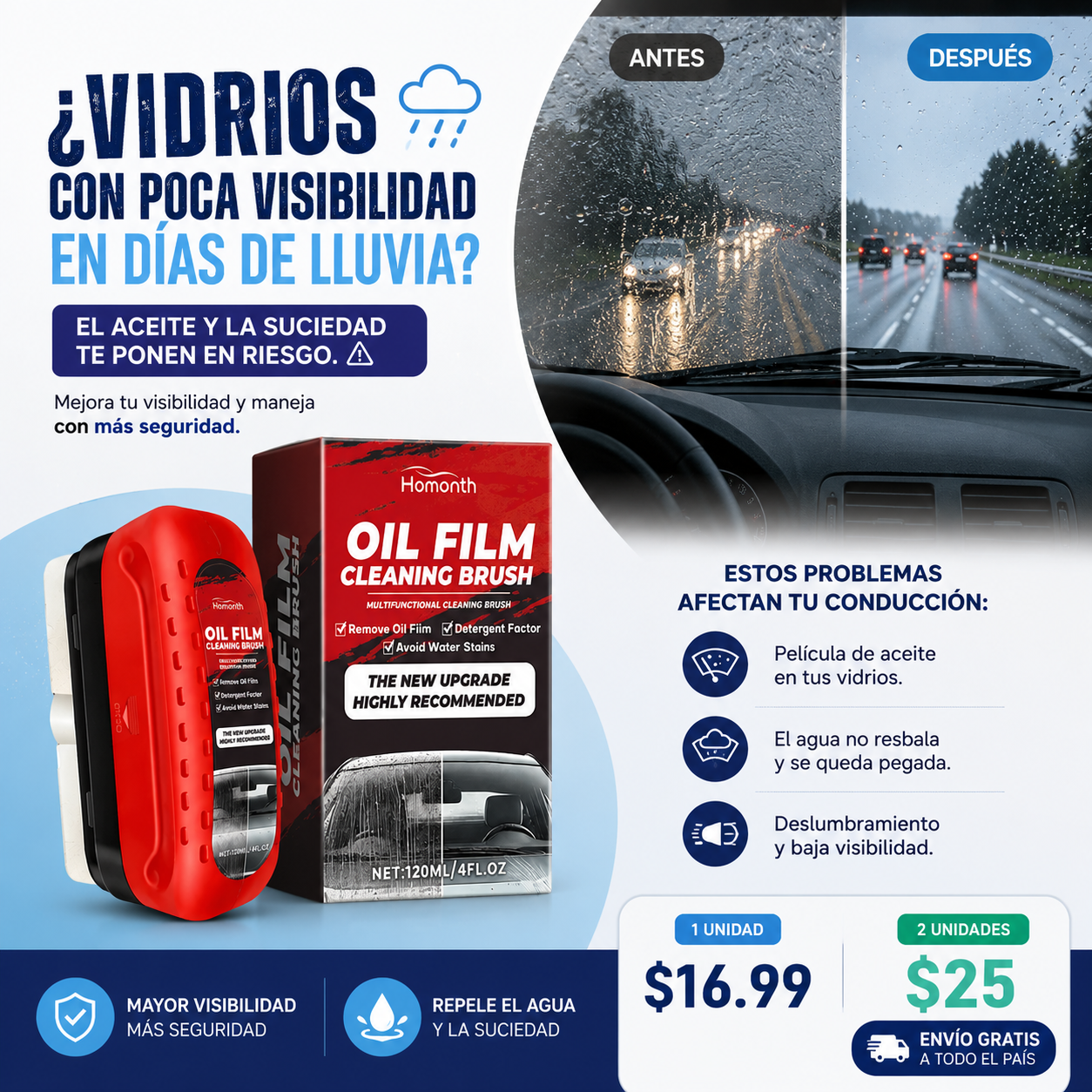 Oil Film Pro™ | Removedor de Película de Aceite para Parabrisas