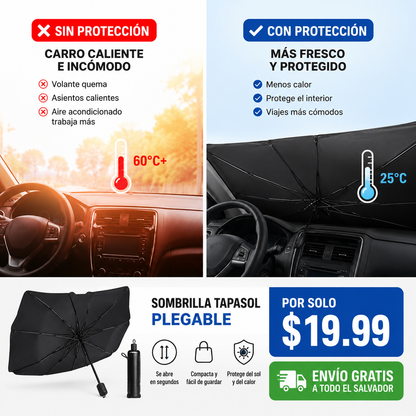 Sombrilla Tapasol AutoShield™ – Protección Solar Plegable para Carro