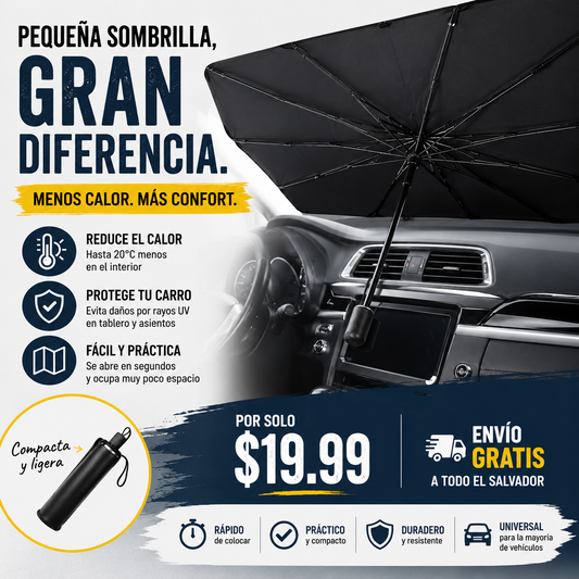 Sombrilla Tapasol AutoShield™ – Protección Solar Plegable para Carro