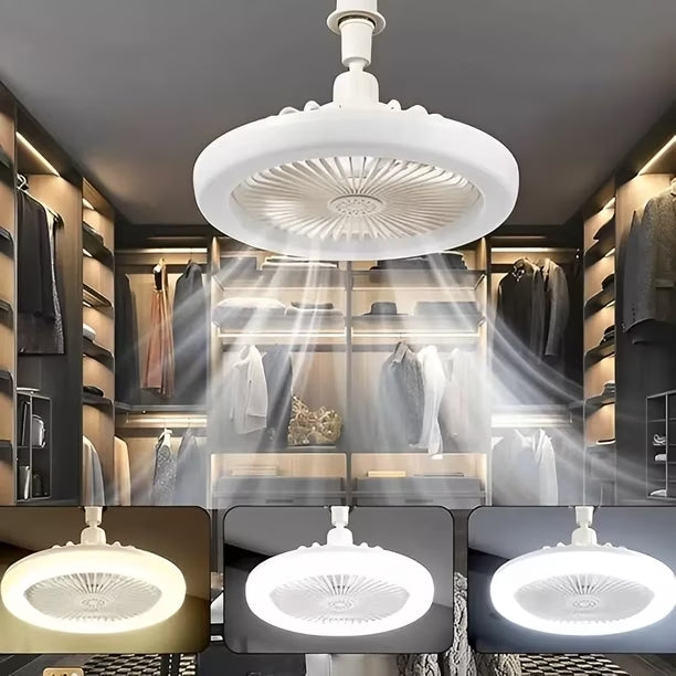Foco LED con Ventilador 2 funciones en 1 producto- Control Remoto Incluido .
