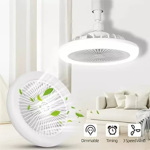 Foco LED con Ventilador 2 funciones en 1 producto- Control Remoto Incluido .