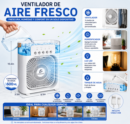 Mini Ventilador enfriador PRO – Aire Frío 3 funciones en 1