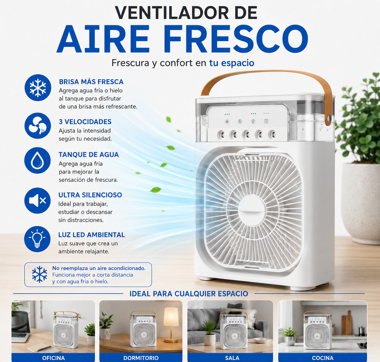 Mini Ventilador enfriador PRO – Aire Frío 3 funciones en 1