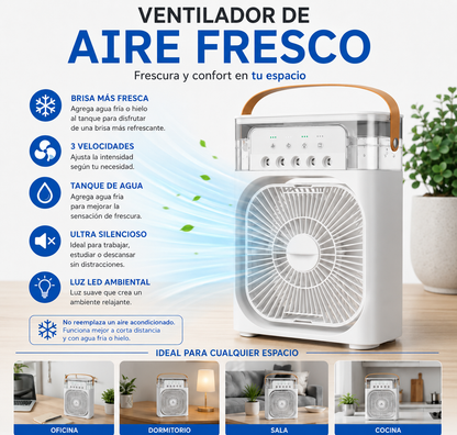 Mini Ventilador enfriador PRO – Aire Frío 3 funciones en 1