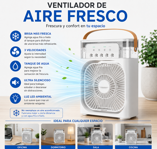 Mini Ventilador enfriador PRO – Aire Frío 3 funciones en 1