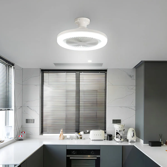 Foco LED con Ventilador 2 funciones en 1 Producto-- Control Remoto Incluido