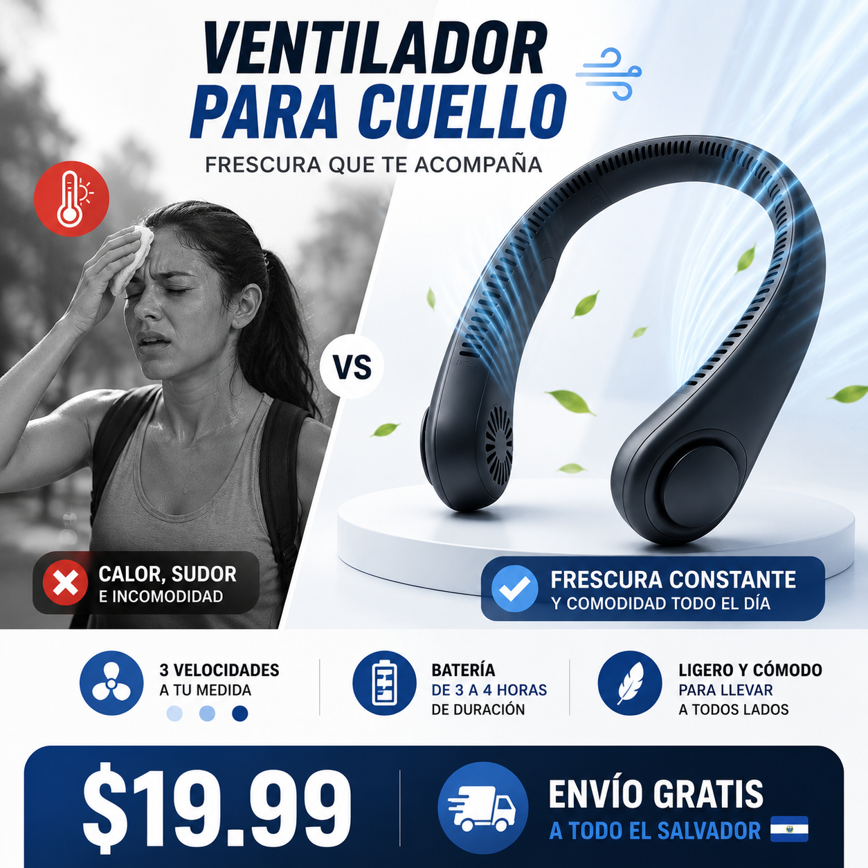 Ventilador de Cuello AirFlow Pro™ | Frescura Manos Libres Donde Vayas